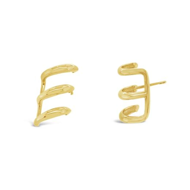 10K Yellow Gold Cuff Style Stud Earrings