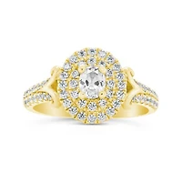 Diamond Revelations 14K Yellow Gold 0.99CTW Oval Diamond Halo Bridal Ring