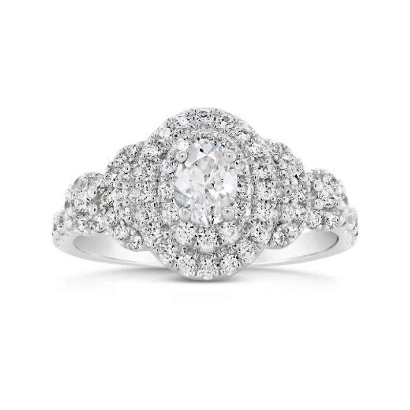 Diamond Revelations 14K White Gold 0.95CTW Oval Diamond Bridal Ring