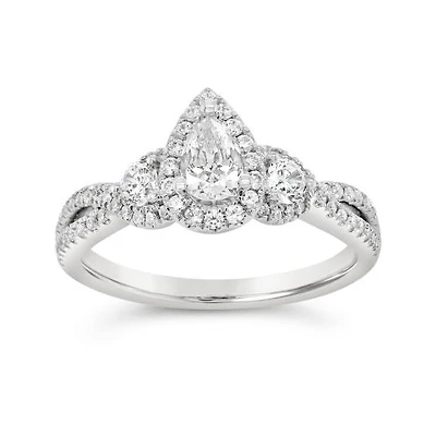 Diamond Revelations 14K White Gold 0.96CTW Pear Shaped Bridal Ring