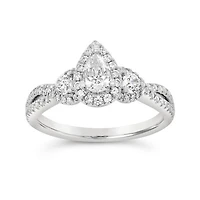 Diamond Revelations 14K White Gold 0.96CTW Pear Shaped Bridal Ring