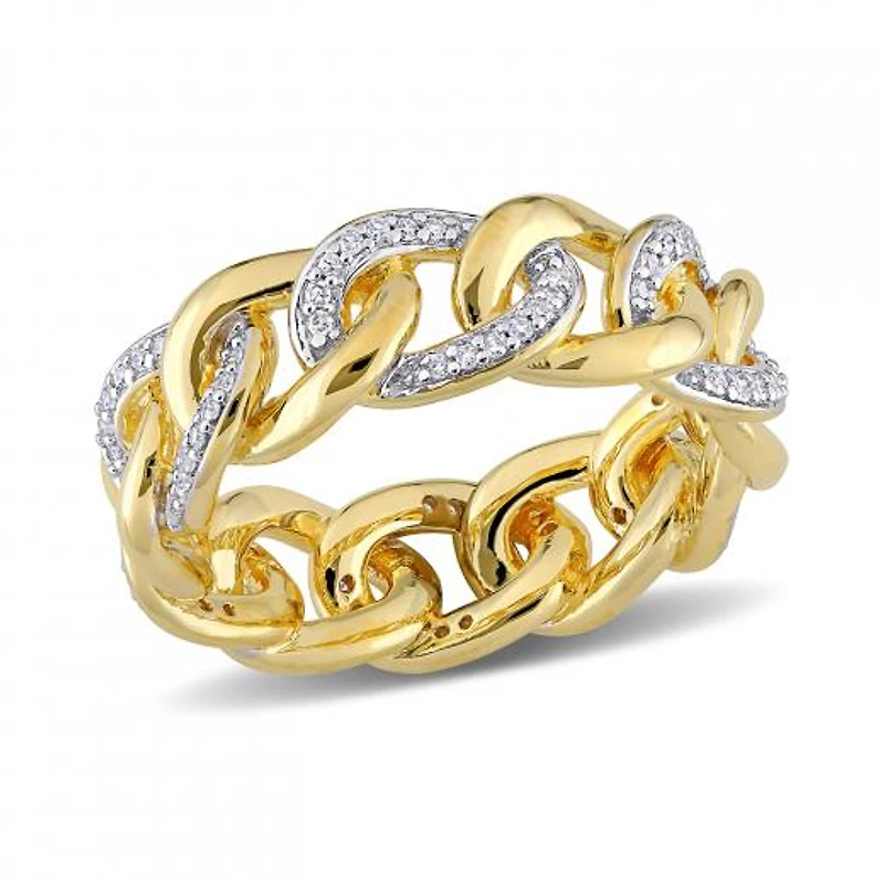Julianna B Yellow Plated Sterling Silver 0.25CTW Diamond Link Ring