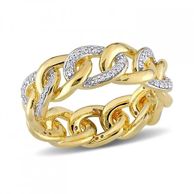Julianna B Yellow Plated Sterling Silver 0.25CTW Diamond Link Ring