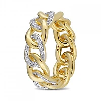 Julianna B Yellow Plated Sterling Silver 0.25CTW Diamond Link Ring