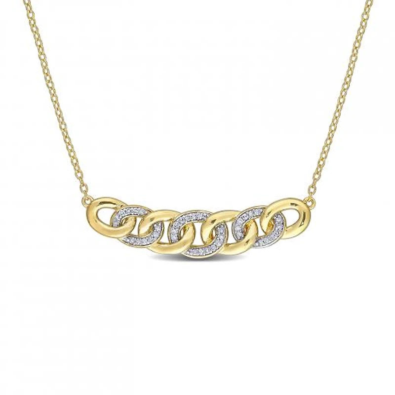 Julianna B Yellow Plated Sterling Silver 0.15CTW Diamond Link Necklace