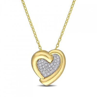 Julianna B Yellow Plated Sterling Silver 0.15CTW Diamond Heart Pendant
