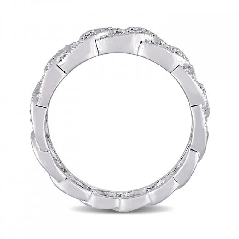 Julianna B Sterling Silver 0.11CTW Diamond Link Ring