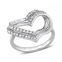 Julianna B Sterling Silver 0.20CTW Diamond Heart Ring