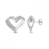 Julianna B Sterling Silver 0.20CTW Diamond Heart Earrings