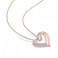 Julianna B Rose Plated Sterling Silver 0.20CTW Diamond Heart Pendant