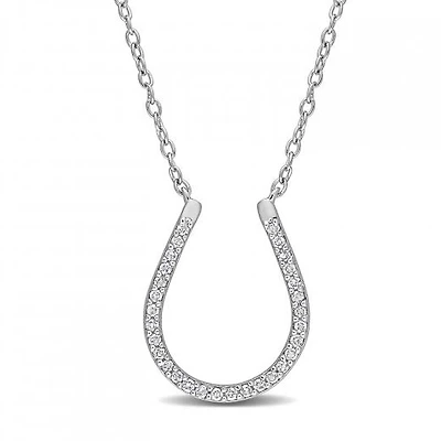 Julianna B Sterling Silver 0.15CTW Diamond Horseshoe Necklace