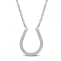 Julianna B Sterling Silver 0.15CTW Diamond Horseshoe Necklace