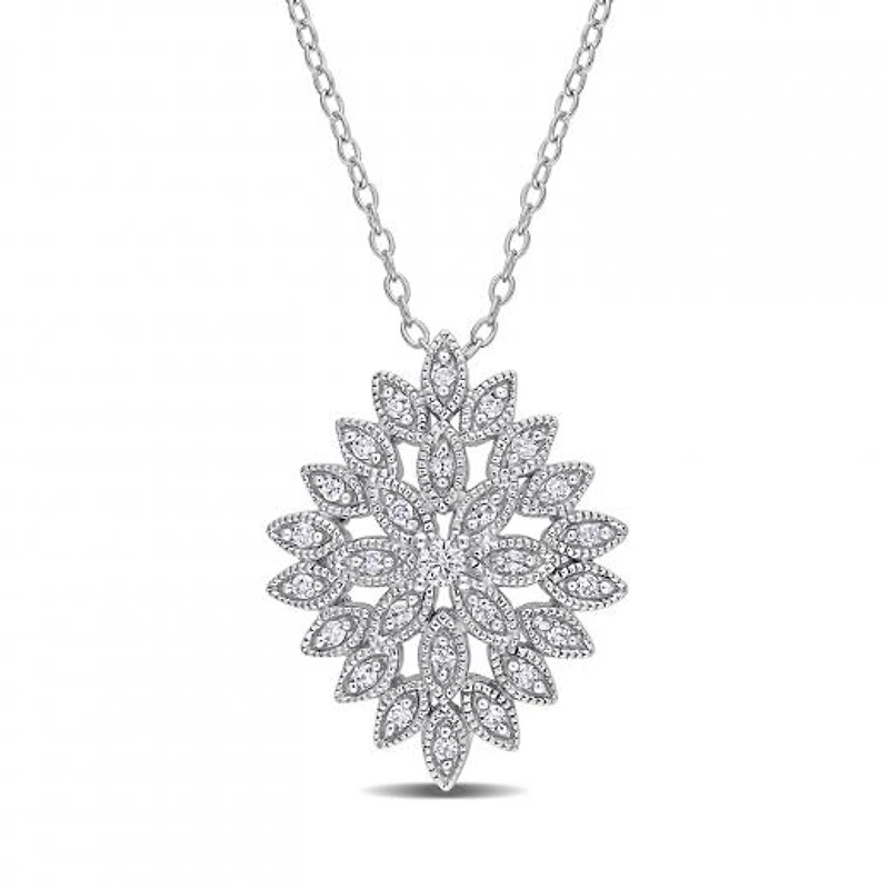 Julianna B Sterling Silver 0.25CTW Diamond Cluster Pendant