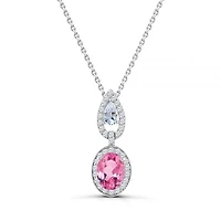 Sterling Silver 18" Pink Topaz and White Topaz Necklace