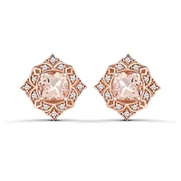 10K Rose Gold Morganite and White Sapphire Stud Earrings