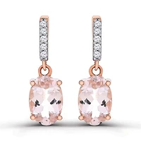 10K Rose Gold Morganite and Diamond Dangle Earrings