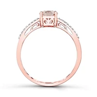 10K Rose Gold Morganite and Diamond Ring