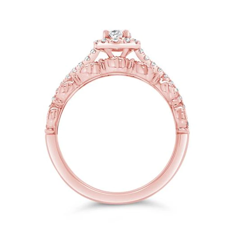 Diamond Revelations 14K Rose Gold 1.00CTW Oval Diamond Bridal Ring