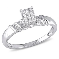 Julianna B Sterling Silver 0.10CTW Diamond Engagement Ring