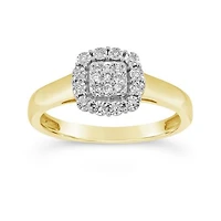 10K Yellow Gold 0.12CTW Diamond Halo Promise Ring