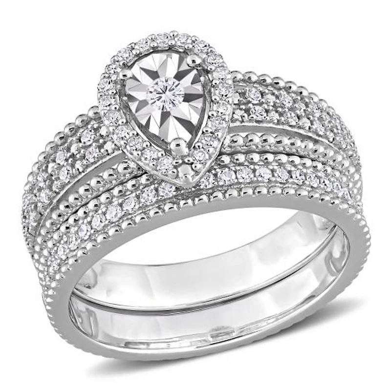 Julianna B Sterling Silver 0.33CTW Diamond Bridal Set