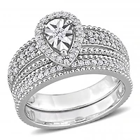 Julianna B Sterling Silver 0.33CTW Diamond Bridal Set
