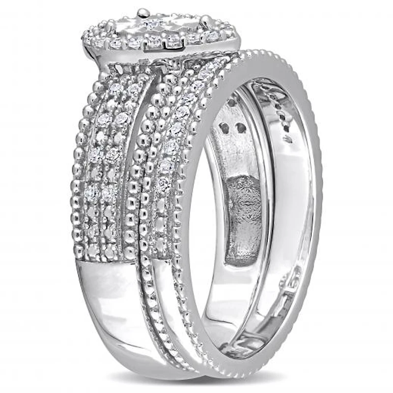 Julianna B Sterling Silver 0.33CTW Diamond Bridal Set