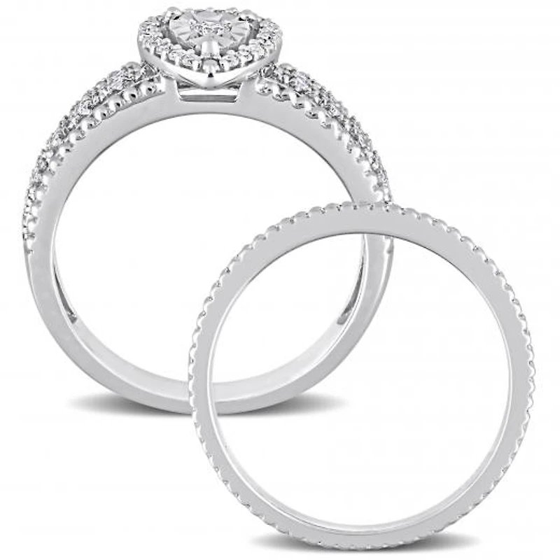 Julianna B Sterling Silver 0.33CTW Diamond Bridal Set