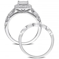 Julianna B Sterling Silver 0.20CTW Diamond Bridal Set