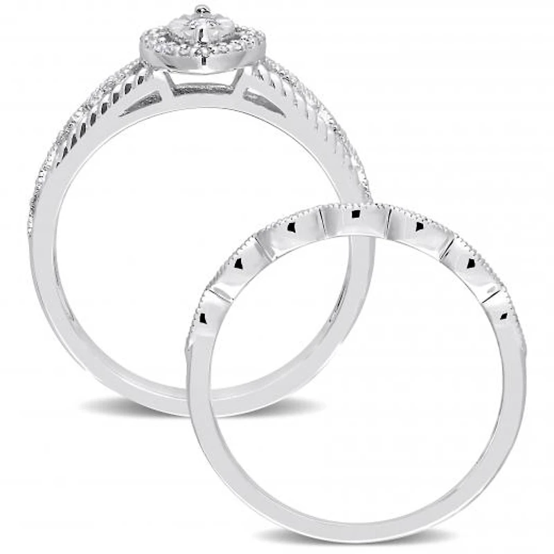 Julianna B Sterling Silver 0.22CTW Diamond Bridal Set
