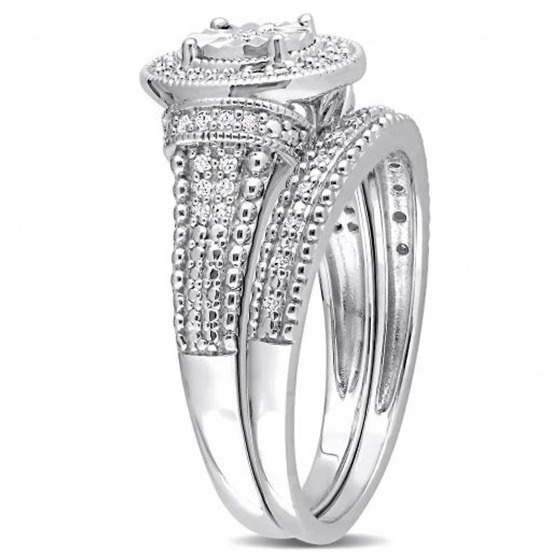 Julianna B Sterling Silver 0.26CTW Diamond Bridal Set