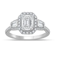 14K White Gold 1.01CTW Emerald Cut Diamond Bridal Ring