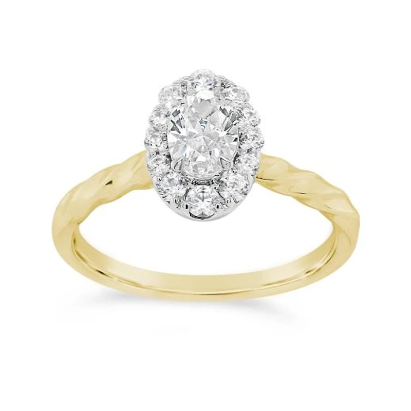 Glacier Fire 14K Yellow Gold Canadian 0.79CTW Oval Diamond Halo Ring