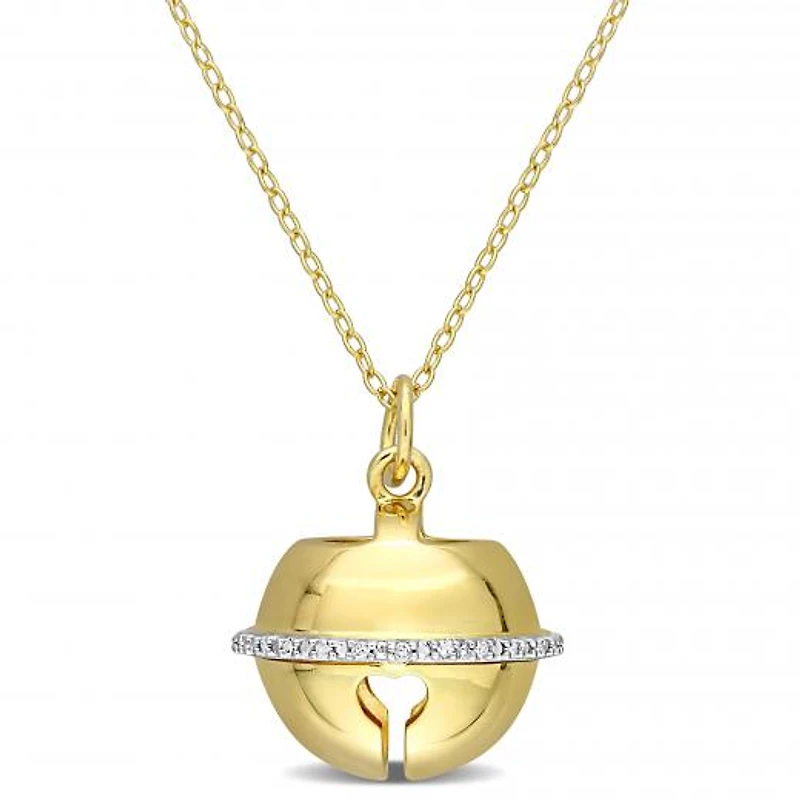 Julianna B Yellow Plated Sterling Silver .12CTW Diamond Bell Pendant