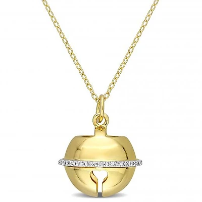 Julianna B Yellow Plated Sterling Silver .12CTW Diamond Bell Pendant