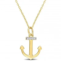 Julianna B Yellow Plated Sterling Silver Diamond Anchor Pendant