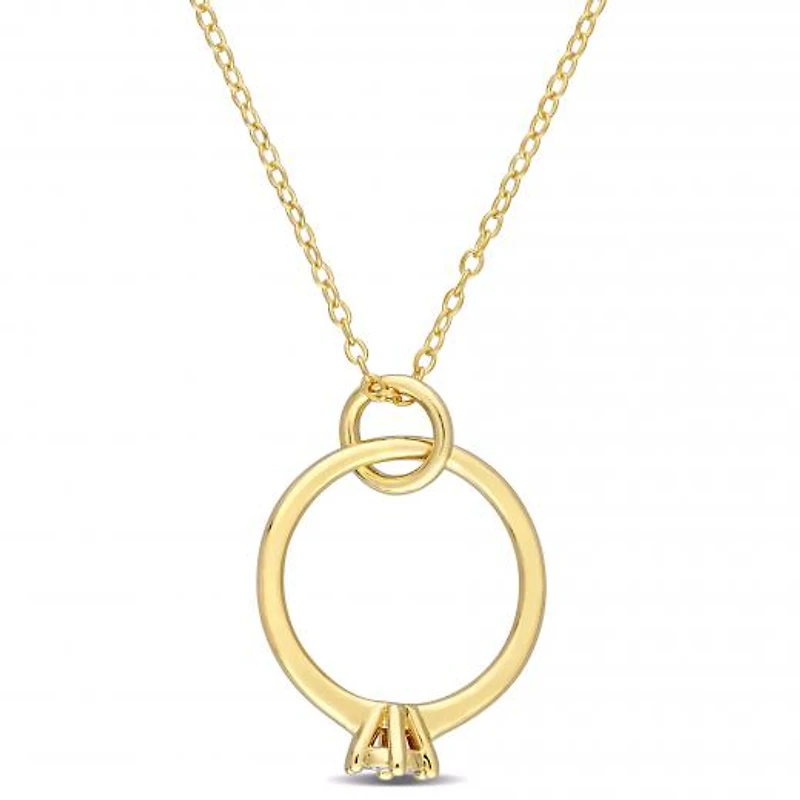 Julianna B Yellow Plated Sterling Silver Diamond Ring Pendant