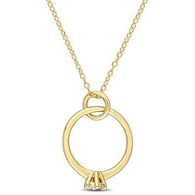 Julianna B Yellow Plated Sterling Silver Diamond Ring Pendant