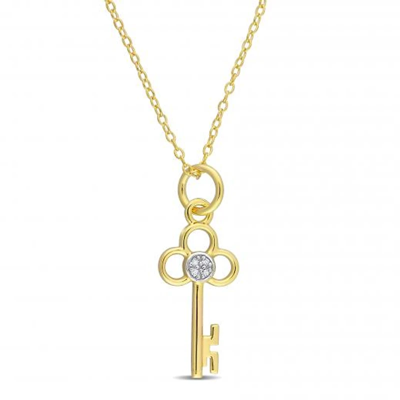 Julianna B Yellow Plated Sterling Silver Diamond Key Pendant