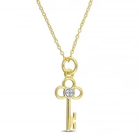 Julianna B Yellow Plated Sterling Silver Diamond Key Pendant