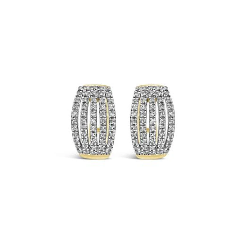 10K Yellow Gold 0.25CTW Diamond Hoop Earrings