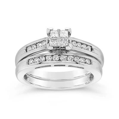 14K White Gold 0.50CTW Diamond Princessa Bridal Set