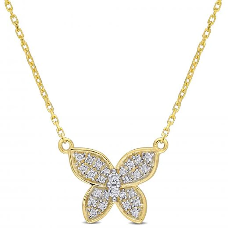 Julianna B 10K Yellow Gold 0.13CTW Diamond Butterfly Pendant