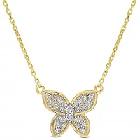 Julianna B 10K Yellow Gold 0.13CTW Diamond Butterfly Pendant