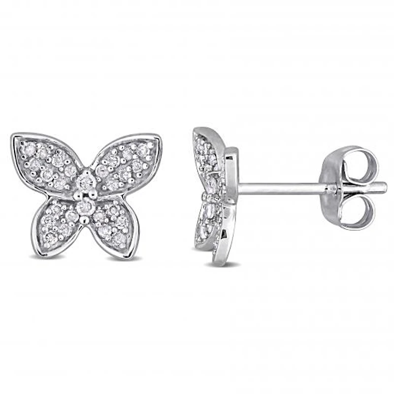 Julianna B 10K White Gold 0.20CTW Diamond Butterfly Studs