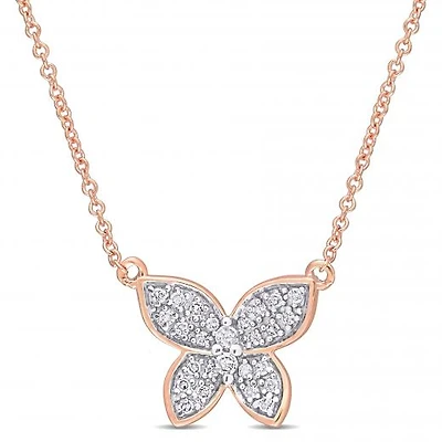 Julianna B 10K Rose Gold 0.13CTW Diamond Butterfly Pendant