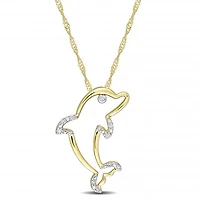 Julianna B 10K Yellow Gold 0.04CTW Diamond Dolphin Pendant