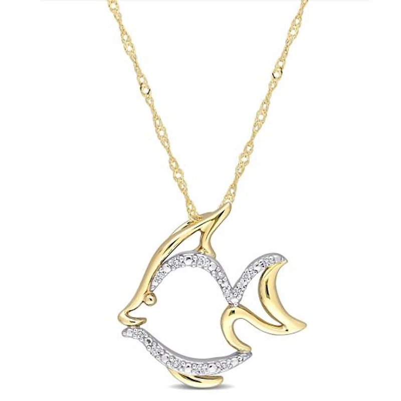 Julianna B 10K Yellow Gold Diamond Fish Pendant