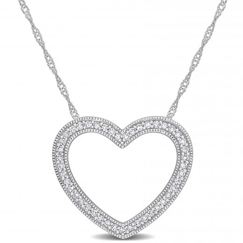 Julianna B 14K White Gold 0.22CTW Diamond Heart Pendant