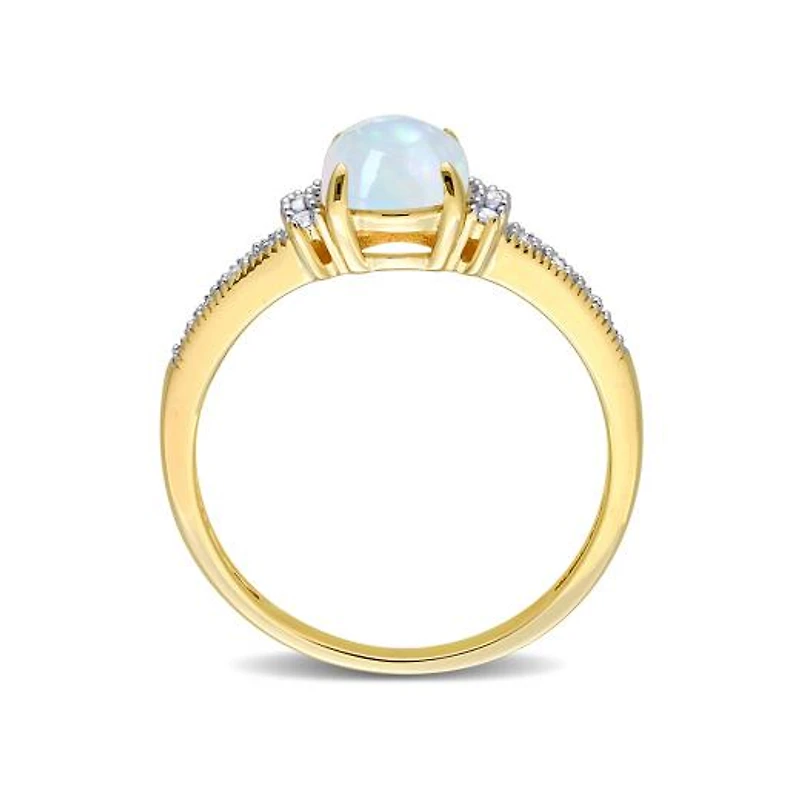 Julianna B 10K Yellow Gold 0.07 CTW Diamond & Blue Ethiopian Opal Ring